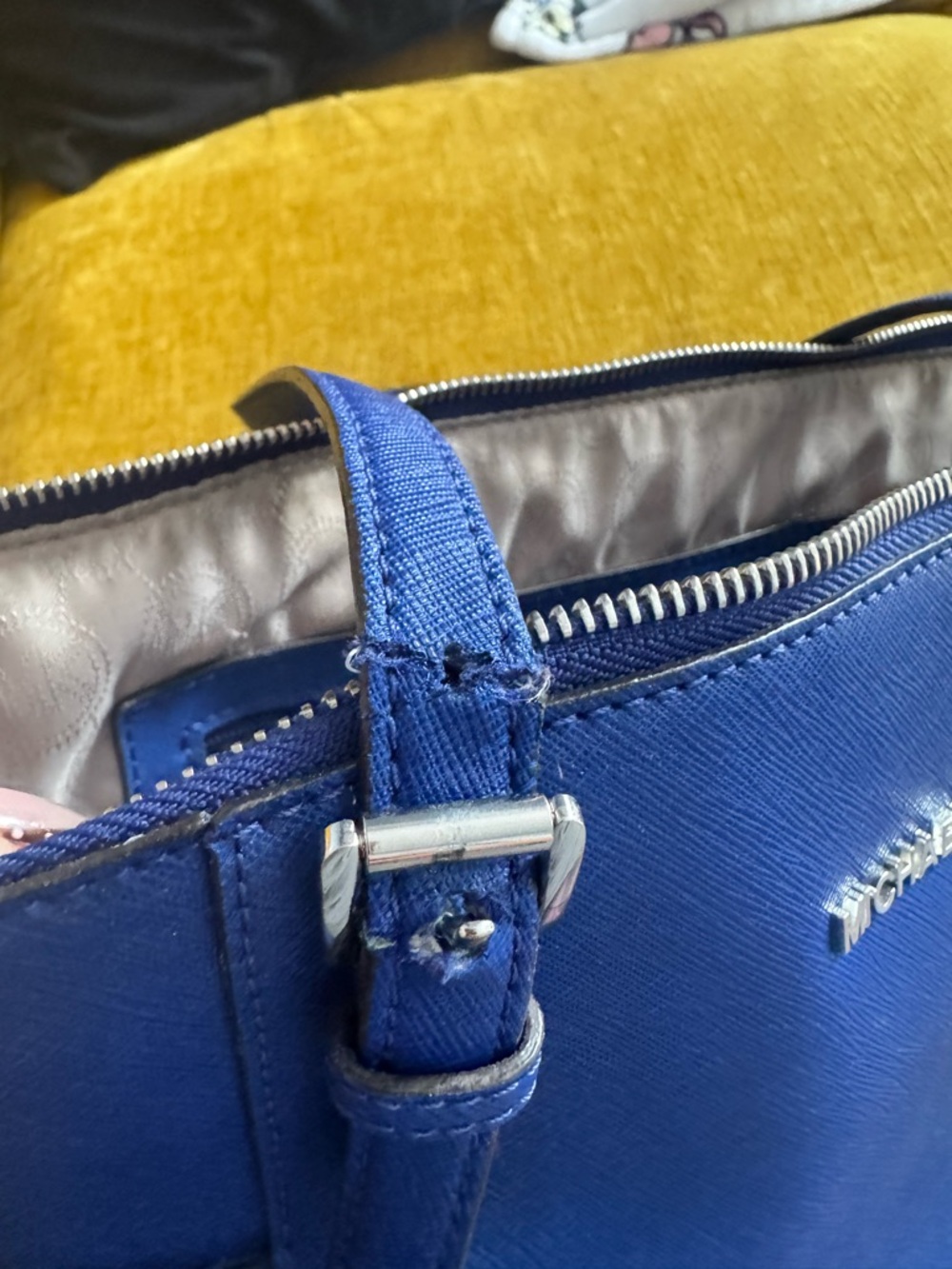 Michael Kors Electric Blue Saffiano Leather Tote - Picture 3 of 4